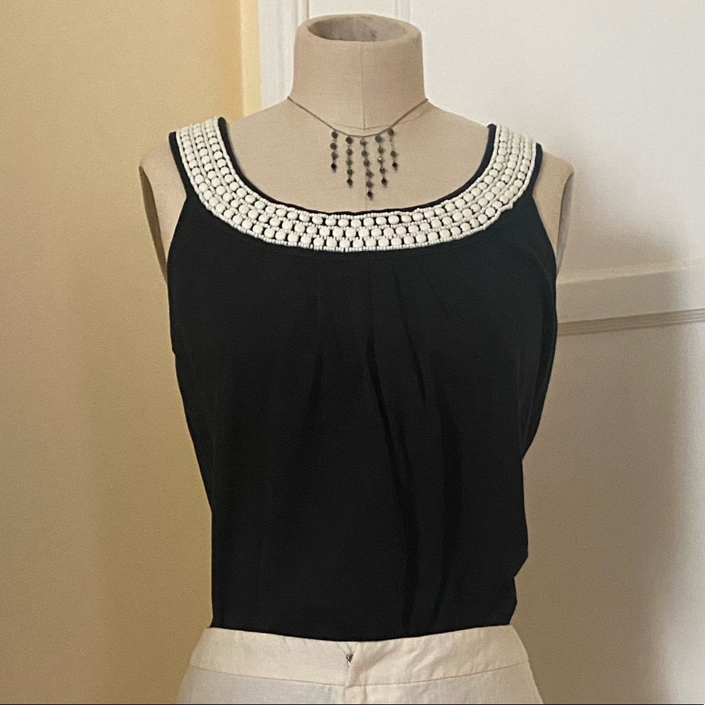 Black and tank top with bead embellishments